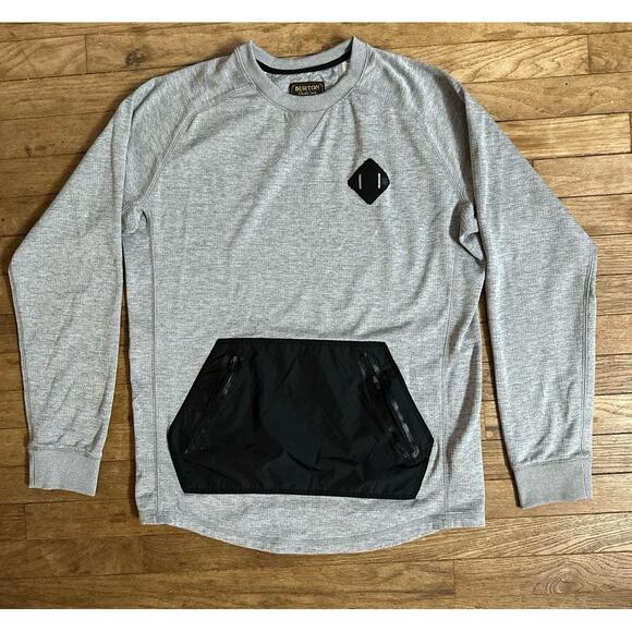 Burton Sweatshirt Mens Size Medium‎ Grey Black Caption Crew Techwear - Picture 2 of 9